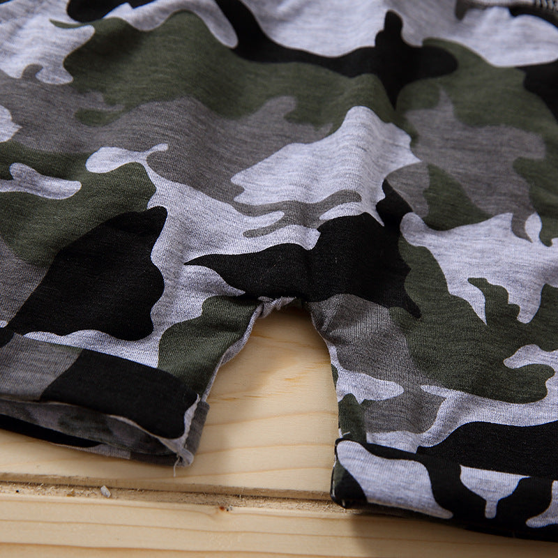 Black Camouflage Letters Pullover Boys' Suit