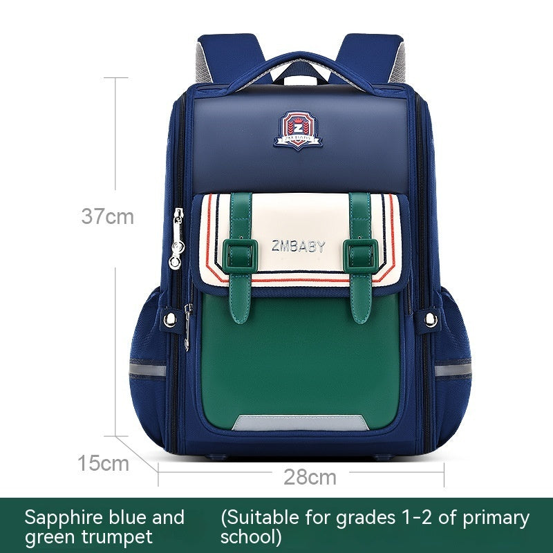 One-piece Open Spine Protection Children's Schoolbag Lightweight