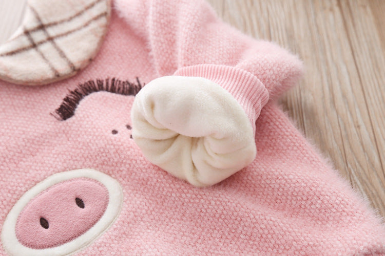 Girls Piggy Sweater Plaid Skirt Suit