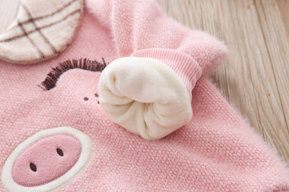 Girls Piggy Sweater Plaid Skirt Suit