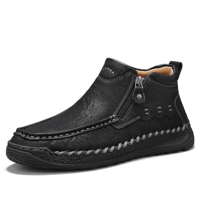 Men's Large-size Casual Hand-sewn Retro Work Boots