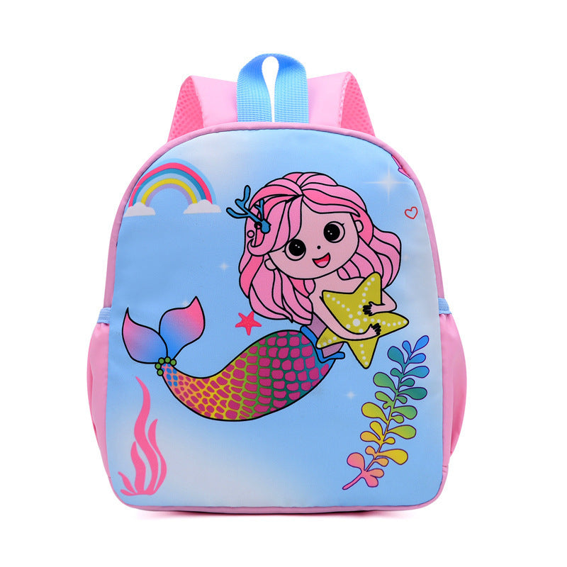 Kindergarten Ergonomic School Backpack with cartoon design, padded shoulder straps, breathable back panel, and lightweight construction for preschool children
