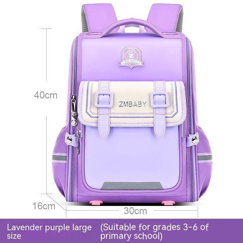 One-piece Open Spine Protection Children's Schoolbag Lightweight