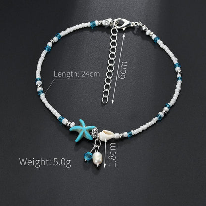 Starfish shell beach anklet (Available)