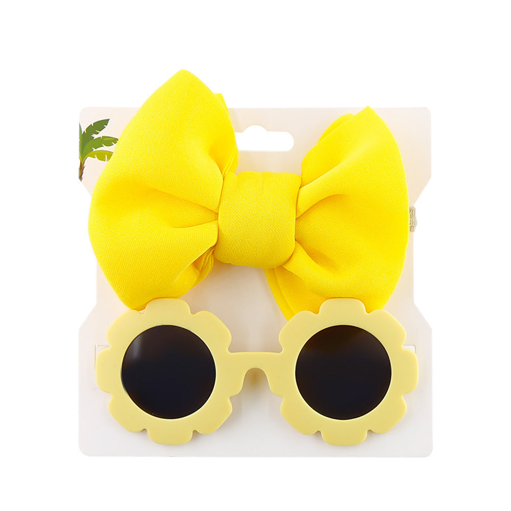 Children's Sunshade Sunglasses Bow Hair Band Two-piece Set (Available)