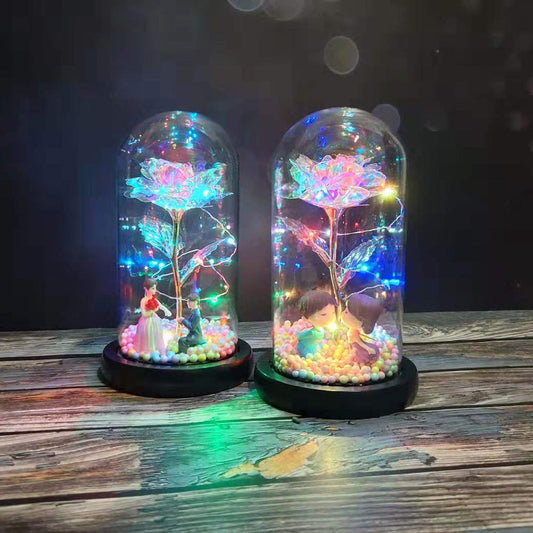Eternal Rose Glass Dome decorative flower gift for weddings, Valentine's Day, anniversaries, and home décor
