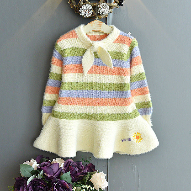 Striped rainbow carrot dress