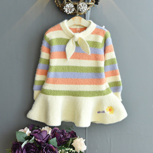 Striped rainbow carrot dress