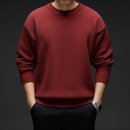 Ankela Red Dopamine Low Collar Middle-aged Sweater