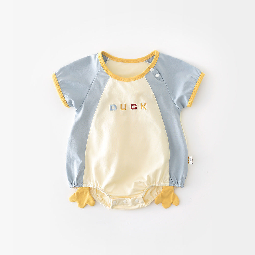 Newborn Contrast Color Short-sleeved Rompers 52857 (Available)