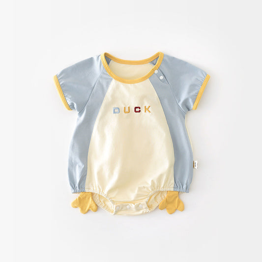 Newborn Contrast Color Short-sleeved Rompers 52857 (Available)