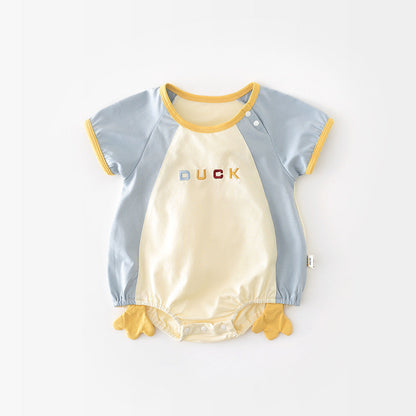 Newborn Contrast Color Short-sleeved Rompers 52857 (Available)