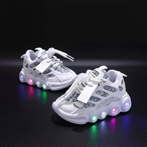 Sneakers Kids Fashion LED Light Shoes Letter Webbing Mesh  Boys Shoes (Available)