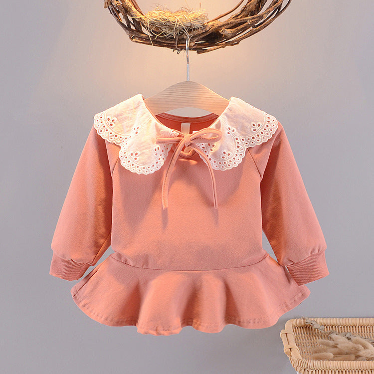 Girls' cotton long-sleeved princess dress