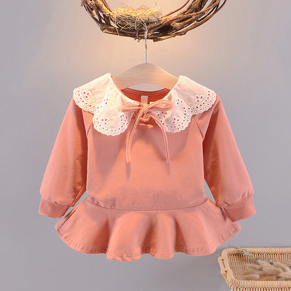 Girls' cotton long-sleeved princess dress