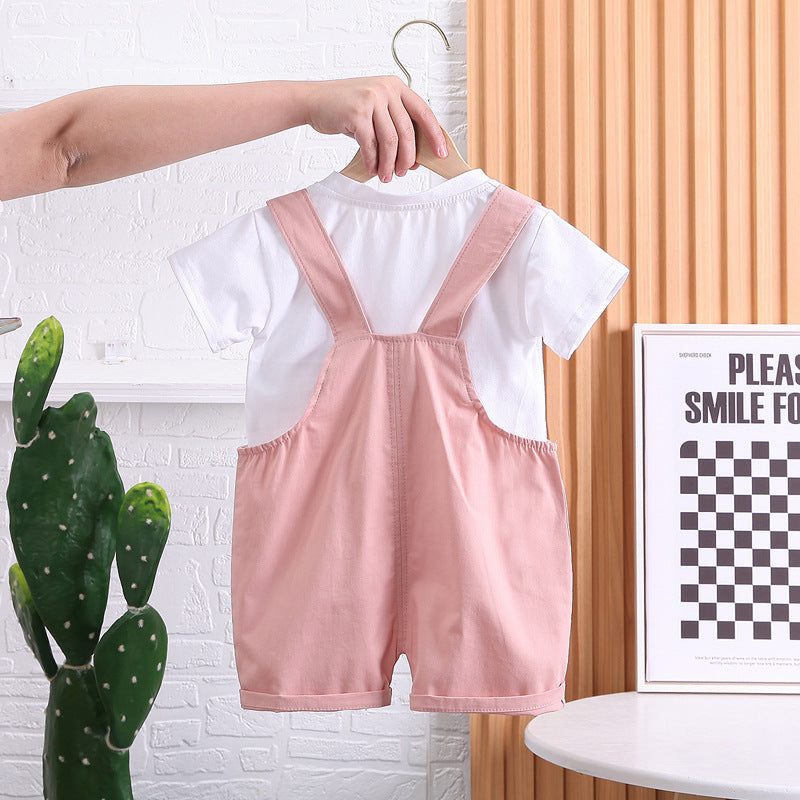 Summer Children Cotton T-shirt Suspender Suit (Available)