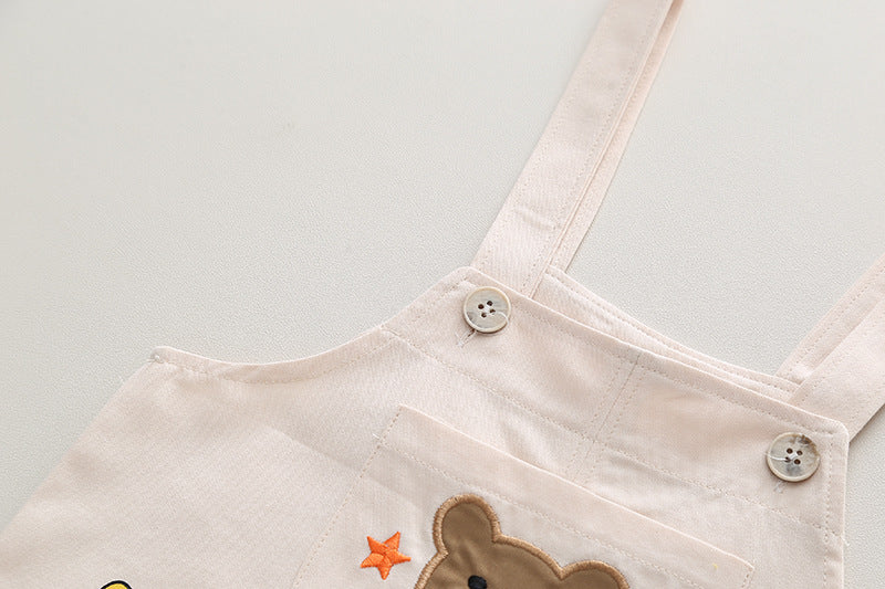 Boys' Summer Casual Suspender Trousers Short Sleeve Suit    (Available)