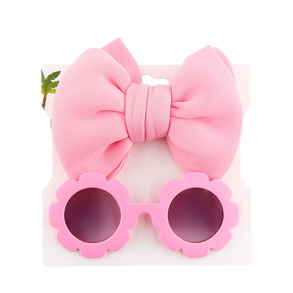 Children's Sunshade Sunglasses Bow Hair Band Two-piece Set (Available)