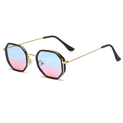 Men's Personalized Polygon Pc Metal Racket Lightweight Small Frame Sunglasses