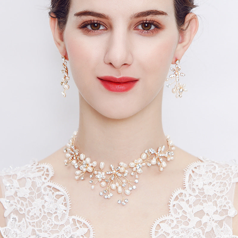 Pearl necklace and earring set  (Available)
