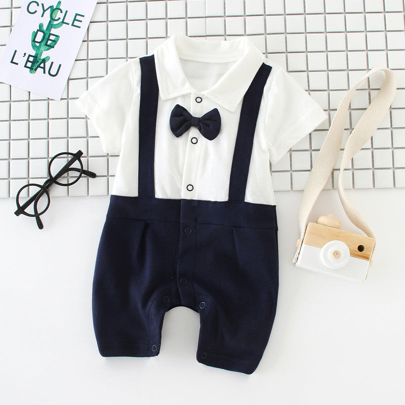 Baby bow gentleman climbing suit  (Available)