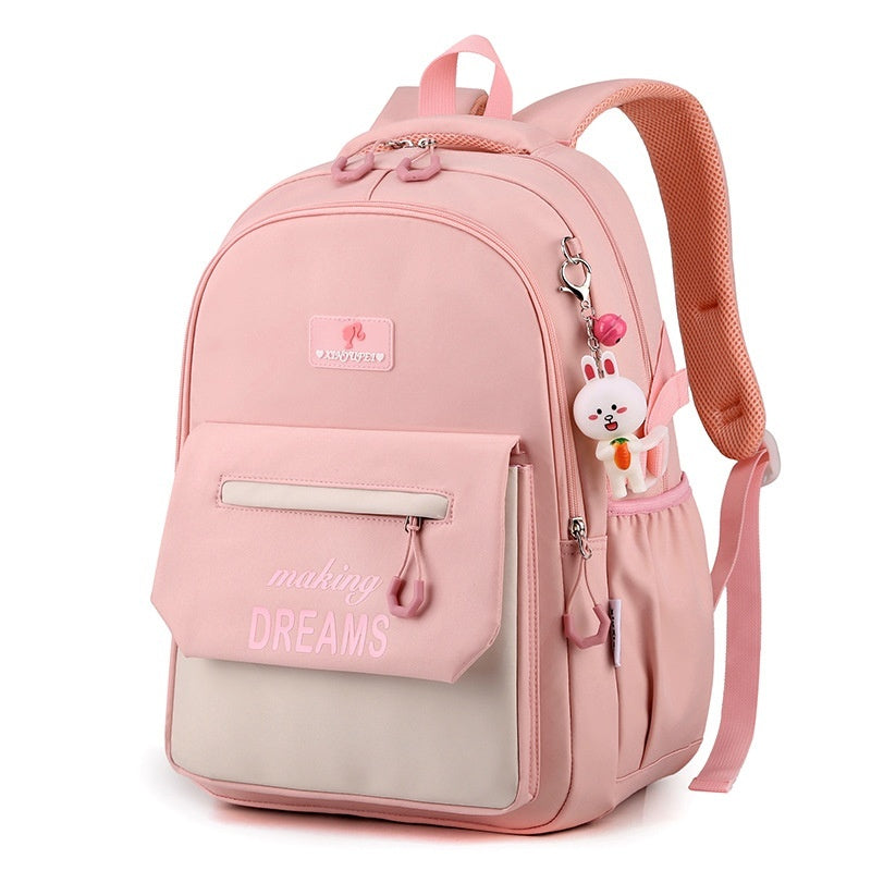 Primary School Student Schoolbag Lightweight And Large Capacity Contrast Color