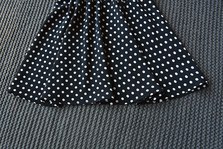 Round Neck Off-the-shoulder Polka-dot Fungus-trimmed Midi Dress
