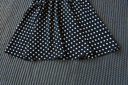 Round Neck Off-the-shoulder Polka-dot Fungus-trimmed Midi Dress