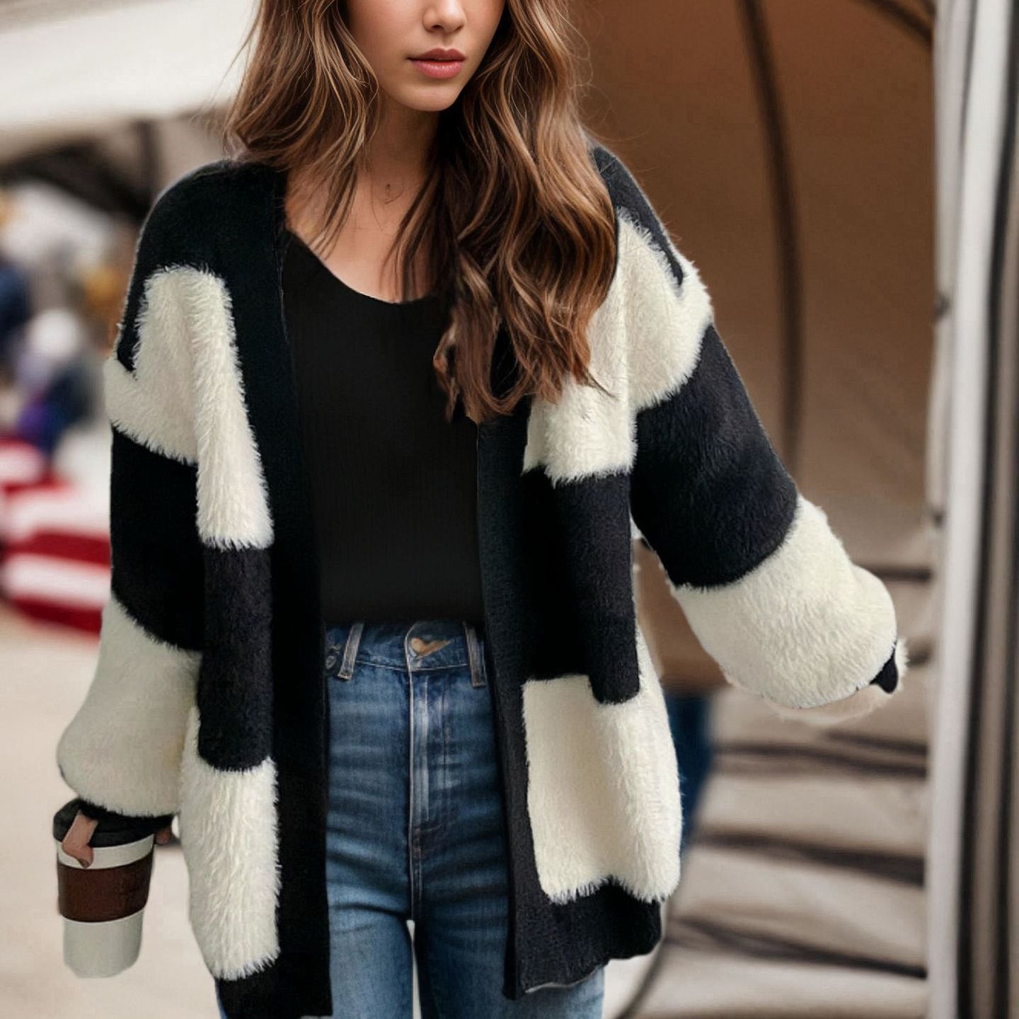 Loose V-neck Knitted Cardigan Women
