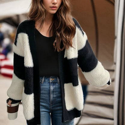 Loose V-neck Knitted Cardigan Women