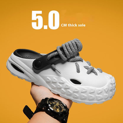 Hole Shoes Men's Summer Outdoor Closed Toe Poop Feeling Couple Half Slippers Beach Sandals (Available)