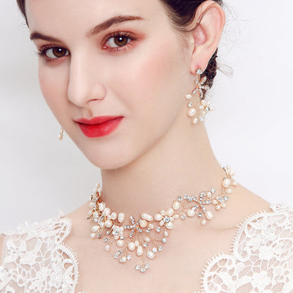Pearl necklace and earring set  (Available)