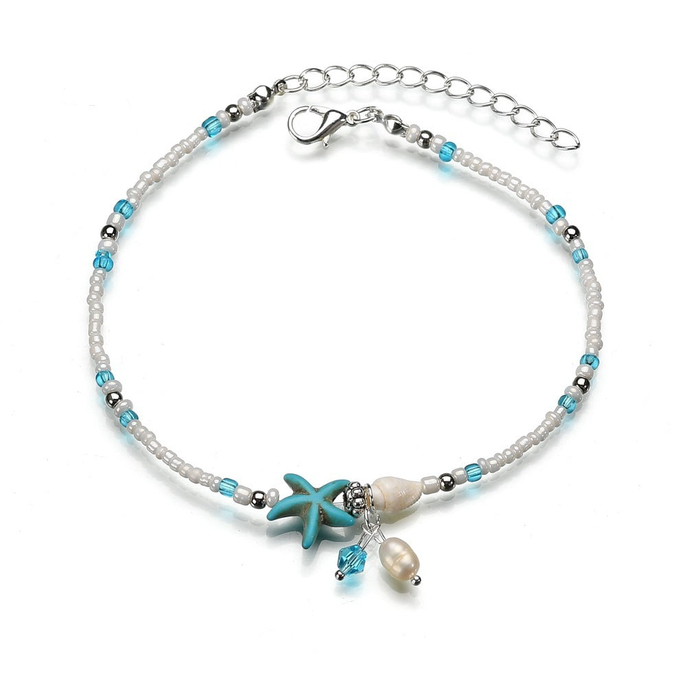 Starfish shell beach anklet (Available)