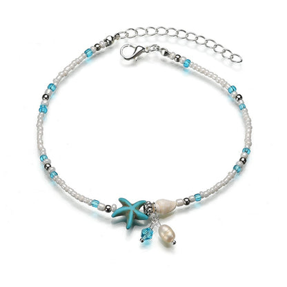 Starfish shell beach anklet (Available)