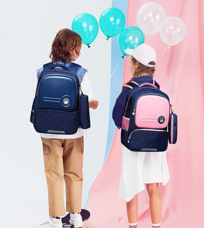 Girls Orthopedic School Backpack with ergonomic back support, waterproof nylon material, reflective strips, and large storage for school essentials
