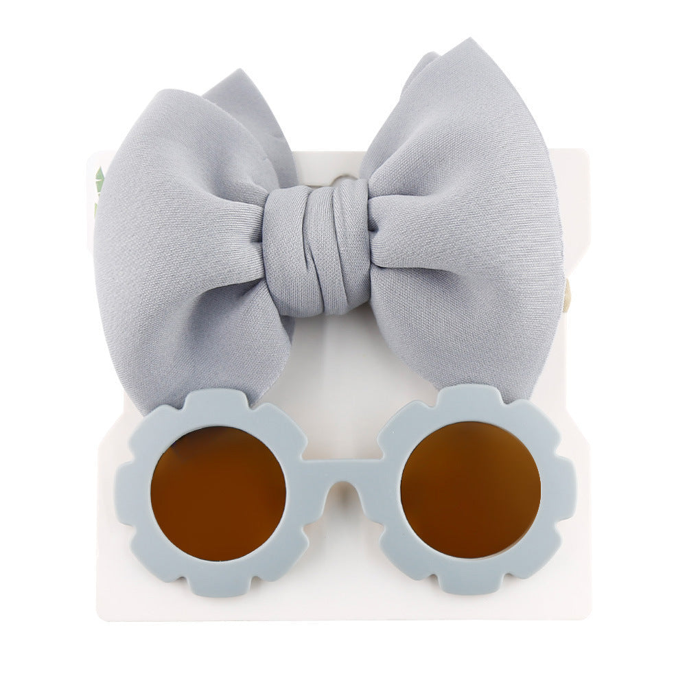 Children's Sunshade Sunglasses Bow Hair Band Two-piece Set (Available)