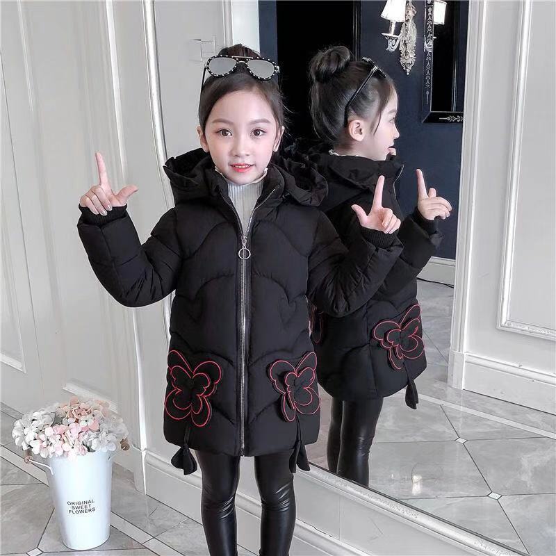 Korean Style Western-style Jacket Children's Down Padded Jacket Girl Mid-length Baby