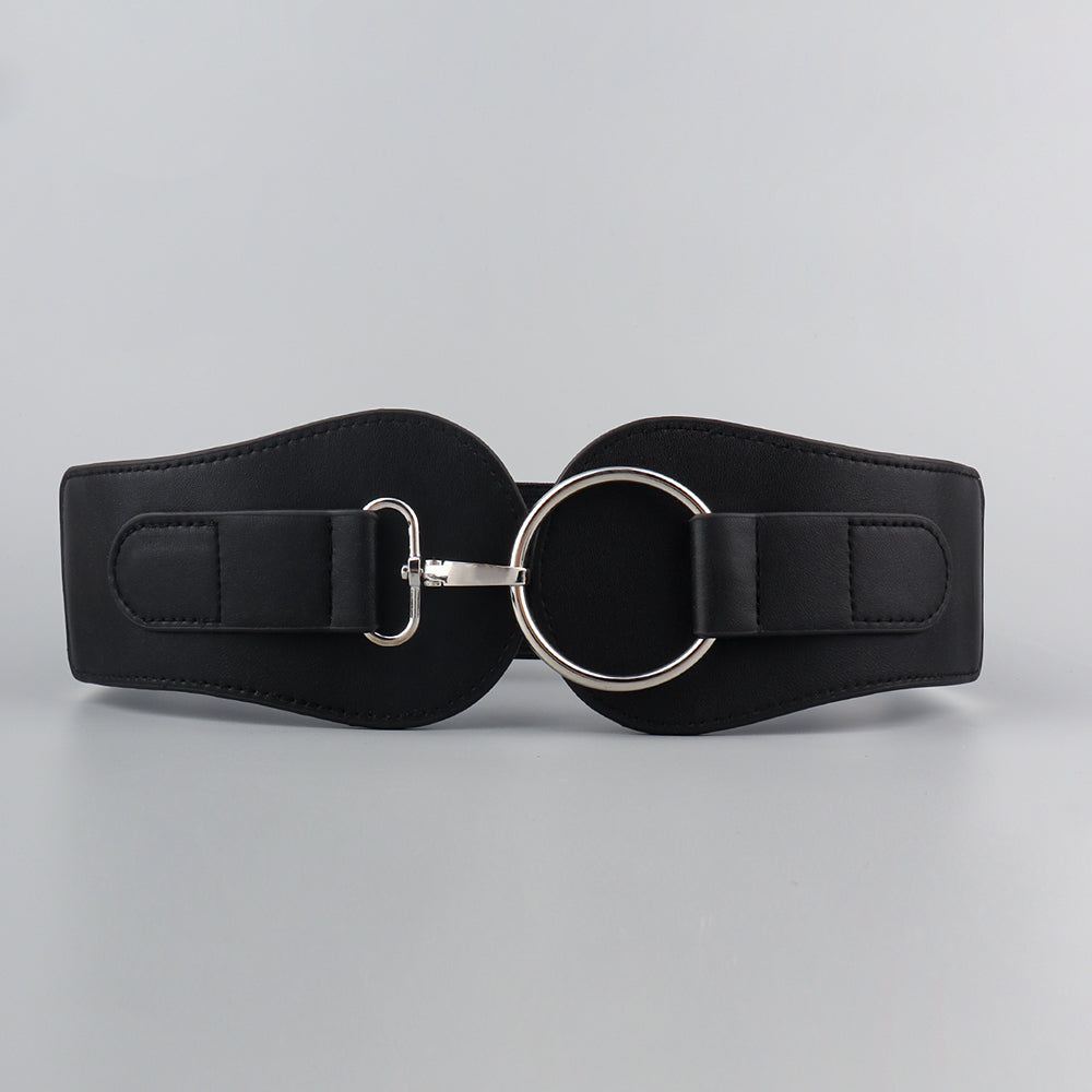 New Autumn Winter PU Elastic Belt For Women Simple Matching Coffee Color Black Decorative Waist Cover Coat Fashion Elegant Accessories