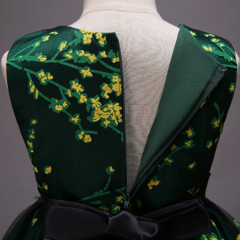 Mesh Print Dress Handmade Three-dimensional Flower Performance Skirt