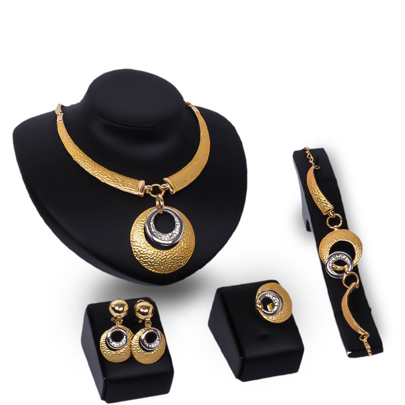 Gold Four-piece Necklace, Earrings And Jewelry Set (Available)