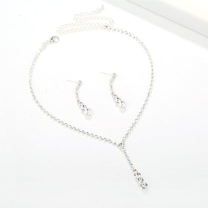 Silver Water Drop Necklace Earrings Two-piece Set Combination  (Available)