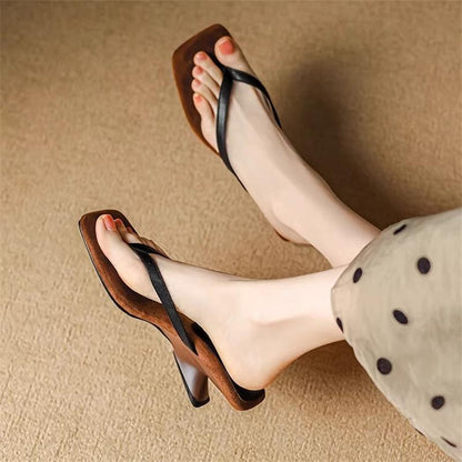 Simple Color Matching Wedge Flip-flops Female Summer (Available)