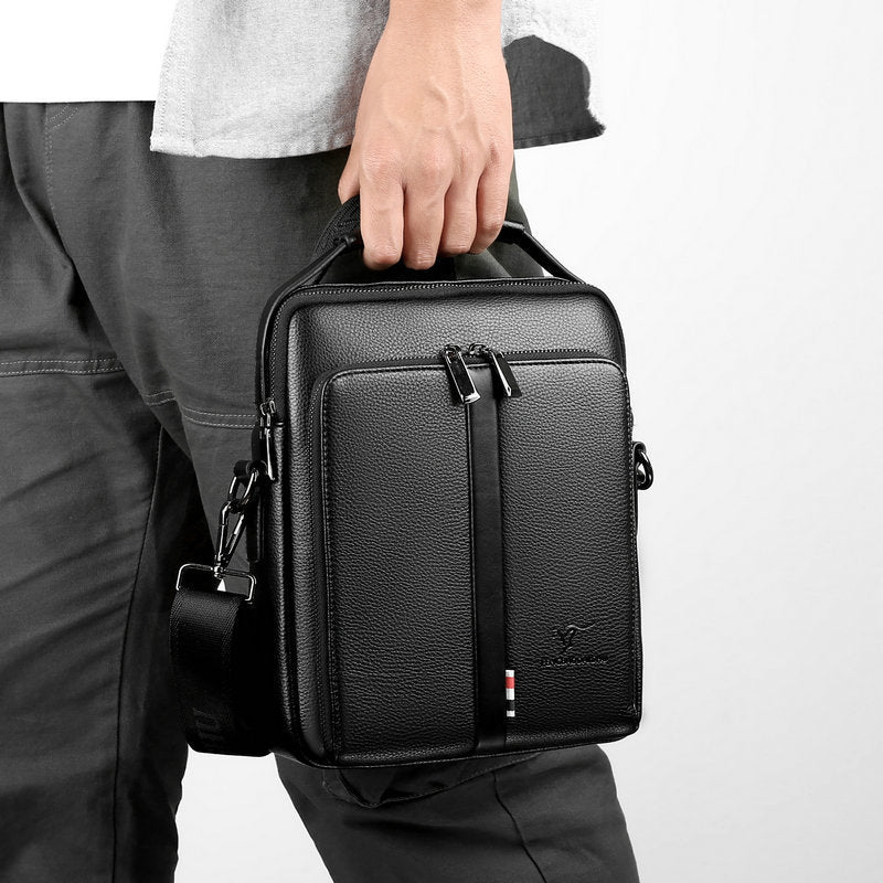 Men's Business Casual Crossbody Vertical And Portable Design Large Capacity Shoulder Leather Backpack  ( Available )
