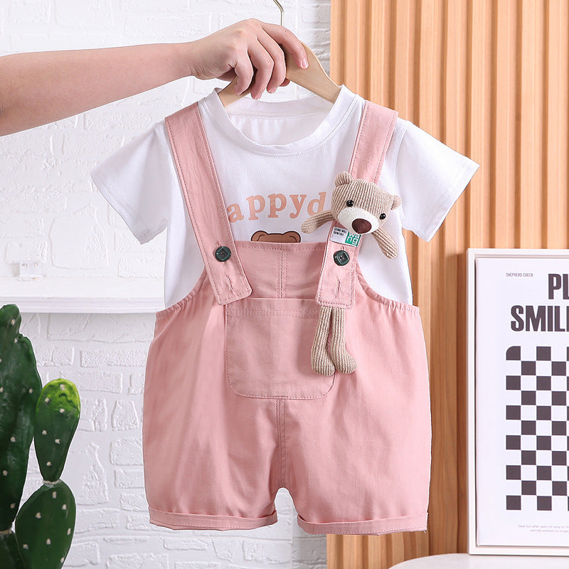 Summer Children Cotton T-shirt Suspender Suit (Available)