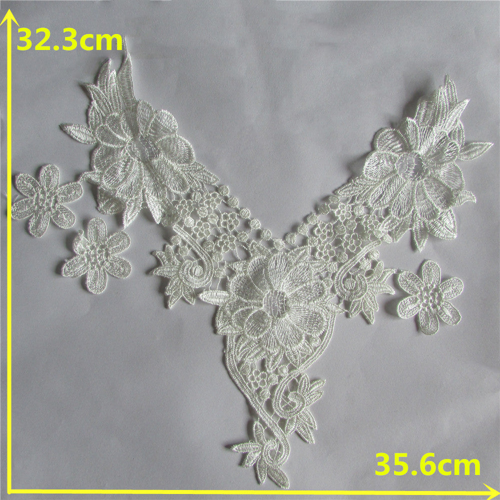 Black Embroidery Collar Venise Sequin Floral Embroidered Applique Lace Neckline Garment Accessories