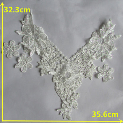 Black Embroidery Collar Venise Sequin Floral Embroidered Applique Lace Neckline Garment Accessories