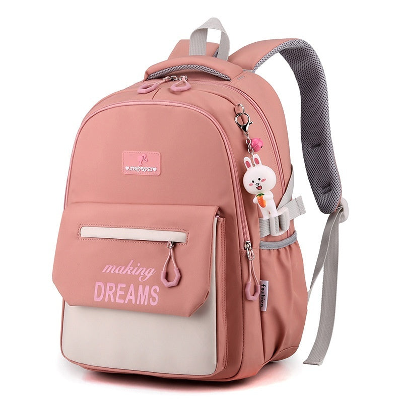 Primary School Student Schoolbag Lightweight And Large Capacity Contrast Color