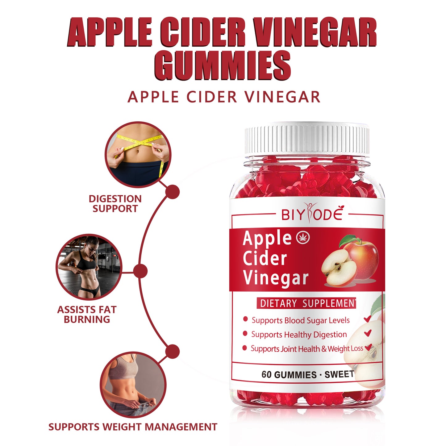 Hot Sale Wholesale App Le Cider Vinegar Supplement Gummy Ready Stock OEM ODM Custom