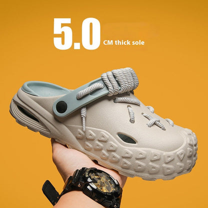 Hole Shoes Men's Summer Outdoor Closed Toe Poop Feeling Couple Half Slippers Beach Sandals (Available)