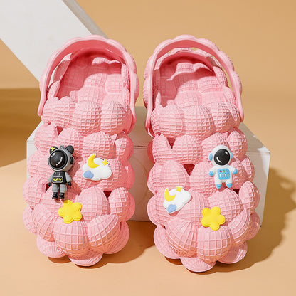 Children's Hole Shoes Baby Boy And Girl Summer Lychee Two-way Beach Shoes Bubble Baotou Outdoor Leisure Pajamas Outdoor Sandals